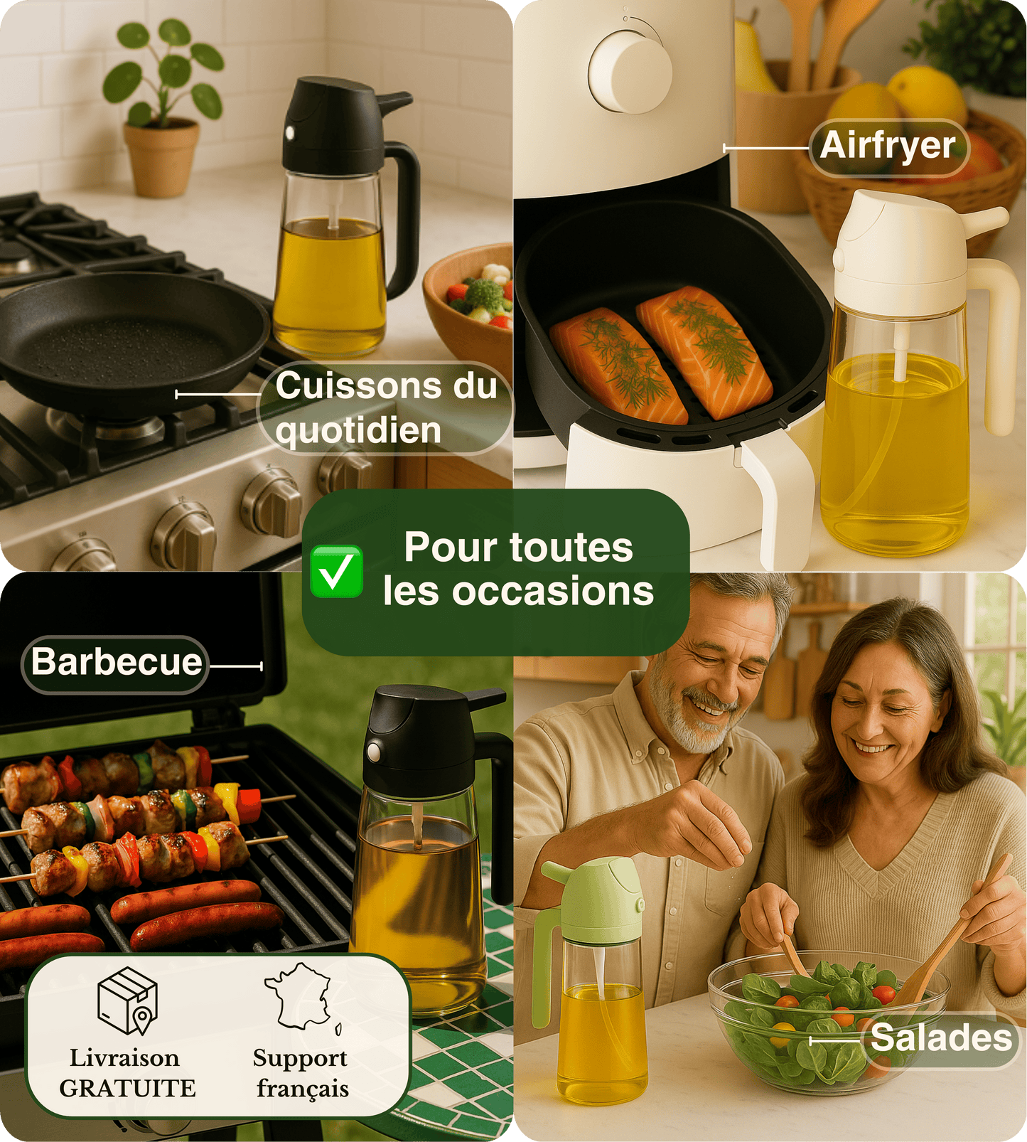 Spray à Huile – Dosage précis & Anti-coulures